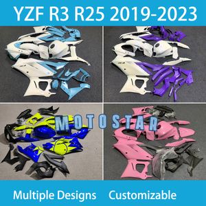 Pour YZFR3 2019-2020-2021-2022 2023 YZFR25 YAMAHA YZF R3 R25 19-23 100% Fit Injection Motorcycle Kit ABS Plastic Body Repair Street Sport Sport Kit CUS10