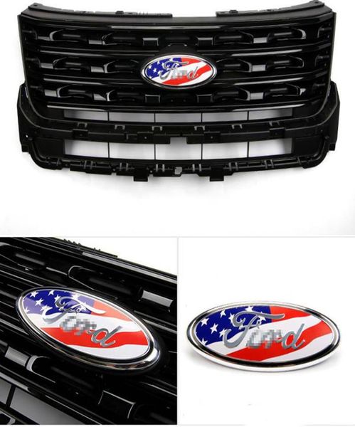 Ford F150 239cm bandera de EE. UU. emblema de coche insignia ABS capó de aluminio logotipo del maletero delantero trasero para Ford Edge Explorer 201320179733156