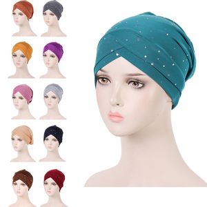 Front croix musulman Turban couleur Pure Stretch intérieur Hijabs chimio casquette prêt à porter femmes foulard sous Hijab Bonnet chapeau nouveau