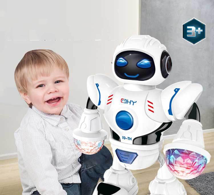 Buitenlandse handel elektrische dansen robot speelgoed led licht muziek dazzle dans robot grensoverschrijdende speelgoed model puzzel