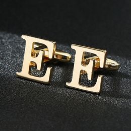 Comercio exterior Exclusivo Oro 26 Letras inglesas Brillante Gemelos para hombres Fábrica al por mayor Gemelos de camisa francesa creativa Top