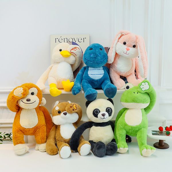 Commerce extérieur vente chaude forêt timide cache-cache chat série peluche poupée grenouille canard singe panda poupée cadeau