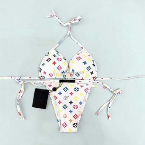 Buitenlandse handel origineel standaard badpak voor dames met sexy kleine borsten verzameld en hangende nek-borstpatch afneembare vintage bikini met trekkoord 46788