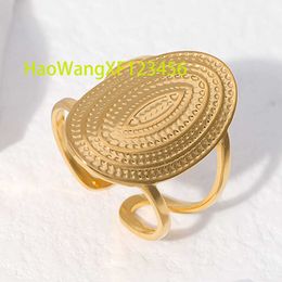 Bague de commerce extérieur femme exagérée personnalisée Punk titane acier anneau ouvert ne se décolore pas mode large visage anneau en gros