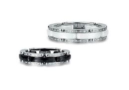 Buitenlandse handel met één rij zwart -witte keramische diamanten ring ring ring ring sieraden hele9509475