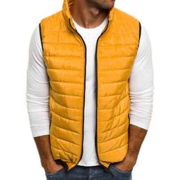 Buitenlandse handel Effen kleur Eenvoudige sfeer heren katoenen gewatteerde jas vest G1108
