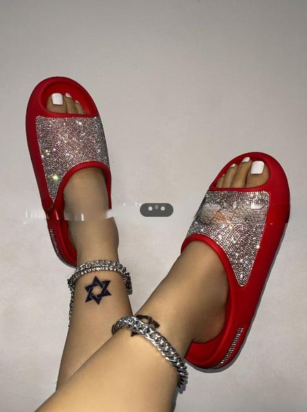 Commerce extérieur chaussures pour femmes surface diamantée fine et scintillante plate-forme pantoufles sandales diapositives pantoufle