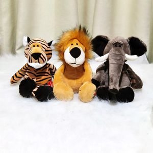 Forest Animal Dolls, Lions, Olifanten, Tijgers, apen, herten, pluche speelgoed, kinderdoekpoppen, vakantiegeschenken Groothandel