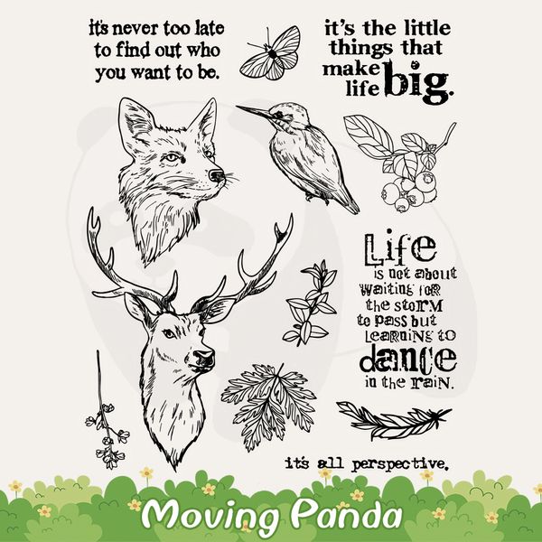 Forest Animal Metal Cutting Dies Stamp Wolf Deer Woodpecker Supcker Scrapbooking Decedación de bricolaje Corte Dies Silicona Clear Stamp para tarjetas Álbum