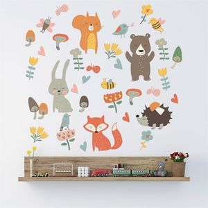 Forest Animal Party Wall Sticker pour les chambres d'enfants chambre décorations papier peint Mural home Art Stickers Cartoon combinaison autocollants 220727