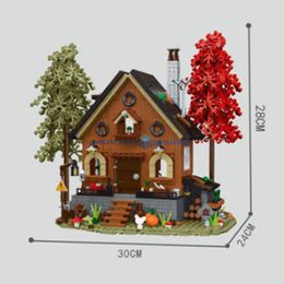 Cabine forestière Cozy Cottage Wood House Décorage naturel View Modèle Blocs de construction Moc Bricks Ideas Creative Set Gift Enfants