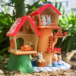 Jouets de cabine forestière pour filles, maison de poupée, ensemble de figurines d'anime, Simulation de famille de lapin, maison de jeu, cadeaux de noël pour enfants, 112, 240321