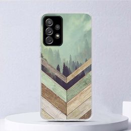Geometría del bosque Naturaleza de madera Case suave para Samsung Galaxy A51 A71 A50 A70 A21S Phone Cover A30 A20E A10 A31 A41 A6 A7 A8 A9 Shell