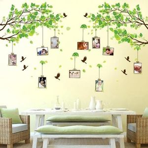 Forest Of Memories Tree Photo Frame Pegatinas de pared Sala de estar Dormitorio decoración del hogar Mural Art Decals bird sticker wallpaperC