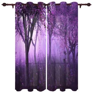 Forep Purple Trees Fleurs rideaux de fenêtre pour le salon Routelle de cuisine Curtain Window Traitement