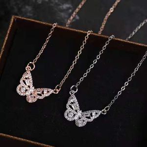 Bos Rose Gold Temperament Smart Butterfly Necklace Micro Inlaid With White Stone Super Flash Lovers Kettingen Vrouwelijke ZC297