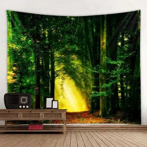 Forest Tapestries Tapestry Natere waterval Landschap Wandschap Hangkamer Decor Beach Picnic Tapijten Camping Tent Sleepblok Huisdecoraties R0411