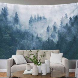 Forêt tenture murale tapis esthétique chambre décor Boho ation maison ation accessoires Tapiz Gobelin Makrama J220804