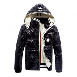 Forever Classic Fashion Hooded Afneembare Hoed Heren Winter Down Jacket Lange Mouw Houd Warm Shiny Fabric Black and Blue 201114