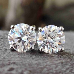 Forever Classic Round Cut Stud Oorbellen 8mm Totaal 4ct Iced Out d Color Moissanite Diamond 925 Sterling Silver Fine Stud Oorbellen