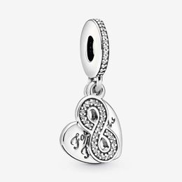 Forever Friends Heart Dangle Charm Pandoras 925 Sterling Silver Luxury Love Jewelry Charms Set Bracelet Making charms Designer Collier Pendentif Original Boîte Cadeau