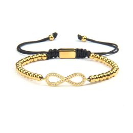 Forever Love Infinity armband goud en zilver CZ kralen armband met 4 mm roestvrijstalen sieraden voor koppels287t