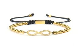 Bracelet Infinity Love Forever, perles en or et argent, bijoux en acier inoxydable de 4mm pour Couples, 1314996