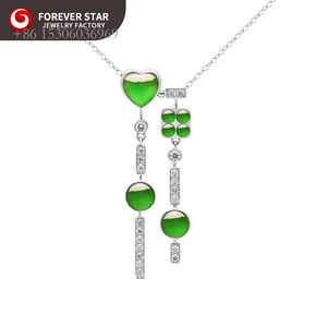 Forever Star 100% Natural Jade White Gold Diamond Imperial Green Icy Jadeite Sieraden Sets