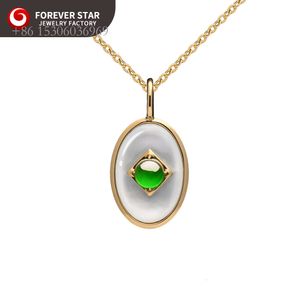 Forever Star High-De-Up Quality Greil Jade Gol White Shell Imperial Imperial Green Icy Jadeite Pendant Charmes