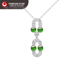 Forever Star White Gold Natural Diamond Transparente Icy Pure Green Fashion Style Jade Jewely