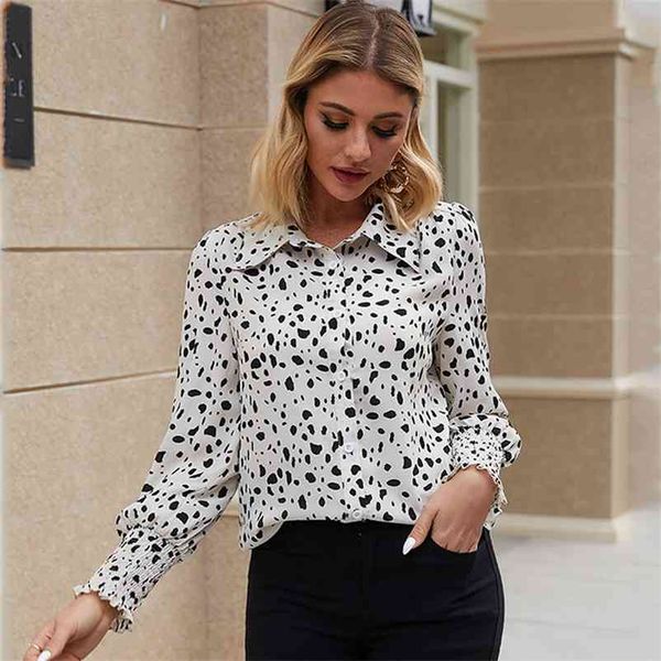 Foridol décontracté imprimé léopard blouse hauts femmes automne hiver bureau dames blouse chemises à manches longues hauts blancs 210415