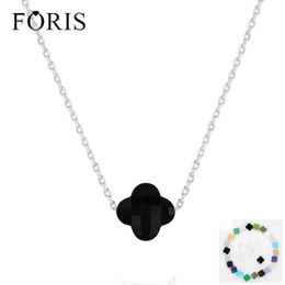 Foris 11 Kleuren Merk Sieraden 925 Sterling Zilver Gelukkige Klaver Crystal Ketting Dames Kerstcadeau Beste ING PN001