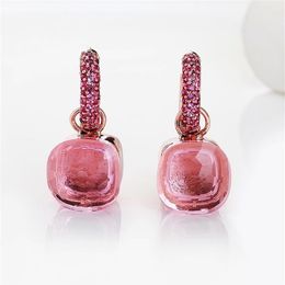 FORIS 14 Kleuren Mode Rose Goud Kleur Roze Zirkoon Oorbellen Voor Vrouwen Gift Fijne Sieraden 210624292Q