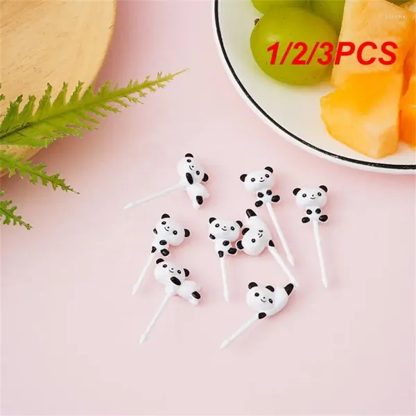 Tenedores 1/2/3PCS Set Mini Panda de dibujos animados Tenedor de fruta Niños Merienda Postre Pick Cake Bento Almuerzos Decoración de fiesta Animal de plástico