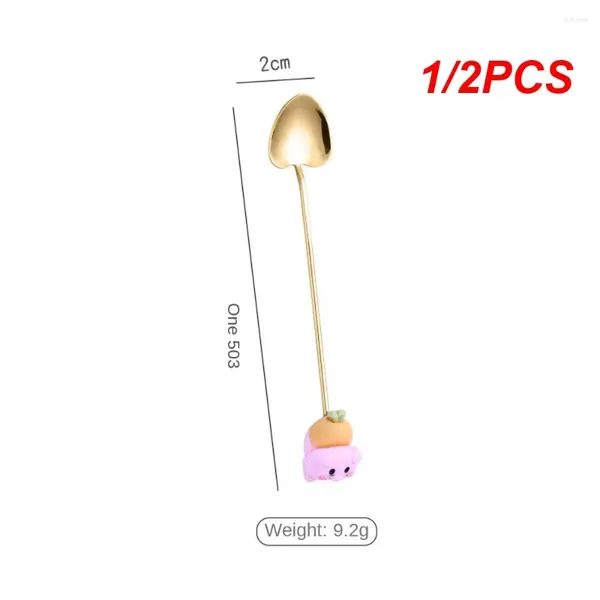 Fourchettes 1/2pcs poupée fourchette de fruits dessin animé forme animale miroir poli pointe émoussée pas de saleté facile nettoyage gadgets de cuisine