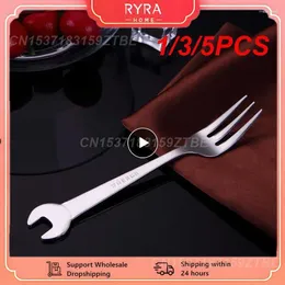 Vorken 1/3/5 stcs Creative Slrench Shape Tea Fork 304 roestvrijstalen diner lepel koffie bestek