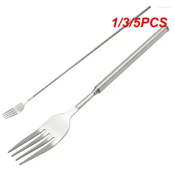 Fourchettes 1/3/5pcs fourchette extensible en acier inoxydable style occidental dîner fruits dessert couverts longs