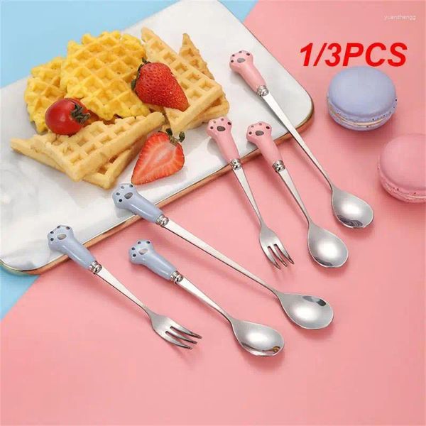Fourchettes 1/3pcs cuillère de dessin animé fourchette six couleurs en option de qualité en acier inoxydable bords miroir poli gadgets de cuisine