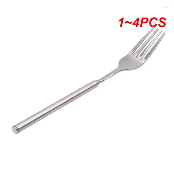 Fourchettes 1-4pcs longue fourchette de couverts en acier inoxydable argent pour salle à manger Vaisselle Cuisine résistance à la corrosion extensible