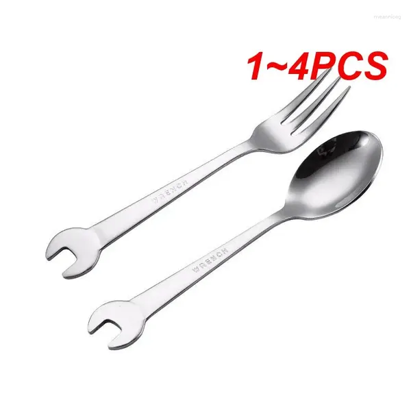 Fourks 1-4pcs Spoon en acier inoxydable fourche fourche à crème glacée cuillère