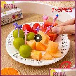 Fourchettes 1-5pcs Mini Fruit Fork Set Kid Mignon Bento Box Décor Dessert Cartoon Tootick Cake Party Supply Drop Livraison Maison Jardin Kitche Dhy38