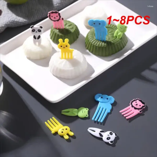 Fourks 1-8pcs Animal Fruit Fork Grade Plastic Mini Cartoon Kids Cake Dentif dentif