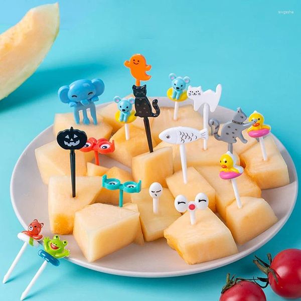 Tenedores 10/8/6 / Set Bento Vajilla de verduras Lindo Mini Niño Fruta Tenedor Palillos de dientes Selección de niños Animal de dibujos animados