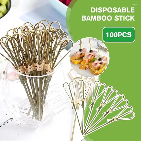 Fourks 100 pièces / pack 12 cm les brochettes en bambou jetables adorent les restaurants de fruits El Scissors String Grade K4L7