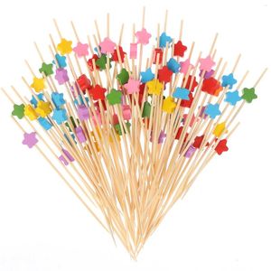 Forks 100pc Fork Creative Heart Dessert Salad Stick Cocktail Skewer For Wedding Decor Bamboo Pick Buffet Cupcake Fruit Party