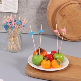 Fourchettes 100pcs mignon dauphin bambou pics cocktail de fruits cure-dents à la main pique-nique fournitures de fête décoration de table