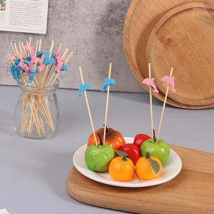 Vorken 100 Stuks Leuke Dolfijn Bamboe Picks Fruit Cocktail Handgemaakte Tandenstokers Picknick Feestartikelen Tafeldecoratie