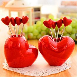 Fourchettes 100 ensemble/lot utile mignon amour coeur fourchette à fruits maison cuisine utilitaire en acier inoxydable