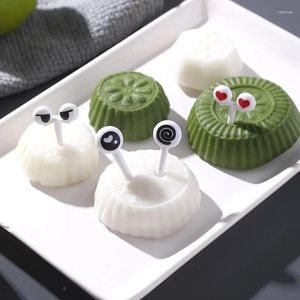 Vork 10 stks Mooi oogpatroon herbruikbaar fruit plastic draagbare veiligheid niet-toxische vork kinderen snack cake dessert tandenstoker
