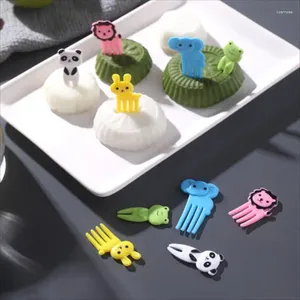 Fourks 10pcs / ensemble Cartoon Fruit Fork Party Animal Party Buffet Cocktail Sandwich Stick Home Vole de la maison